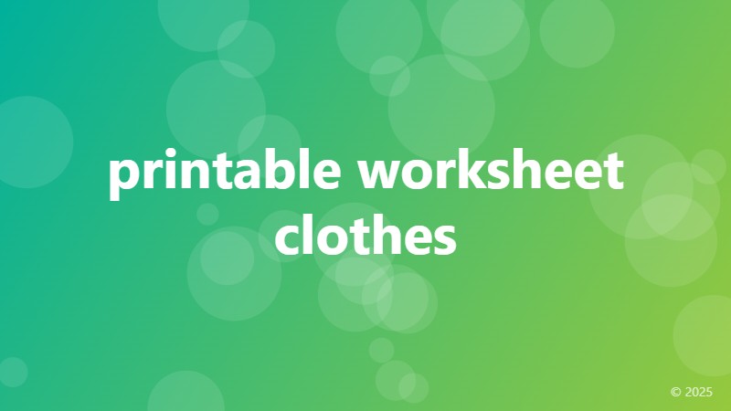 printable worksheet clothes