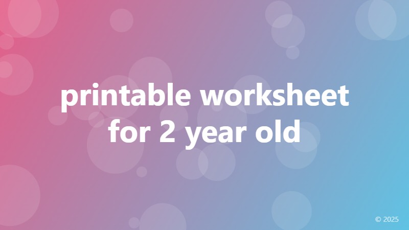 printable worksheet for 2 year old