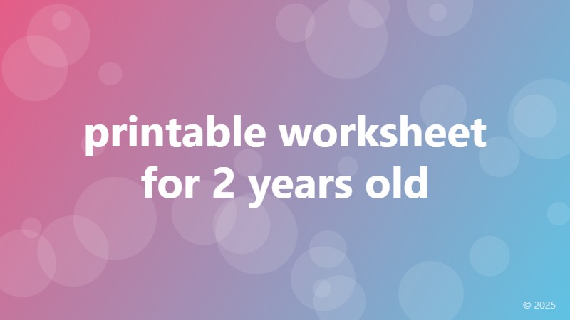 printable worksheet for 2 years old