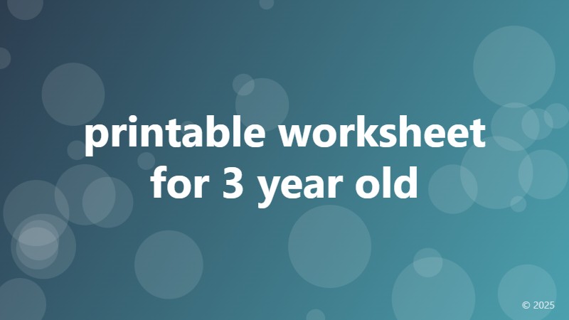 printable worksheet for 3 year old