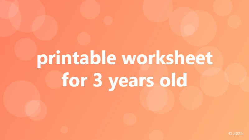 printable worksheet for 3 years old