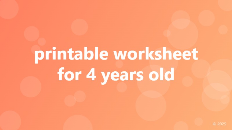 printable worksheet for 4 years old