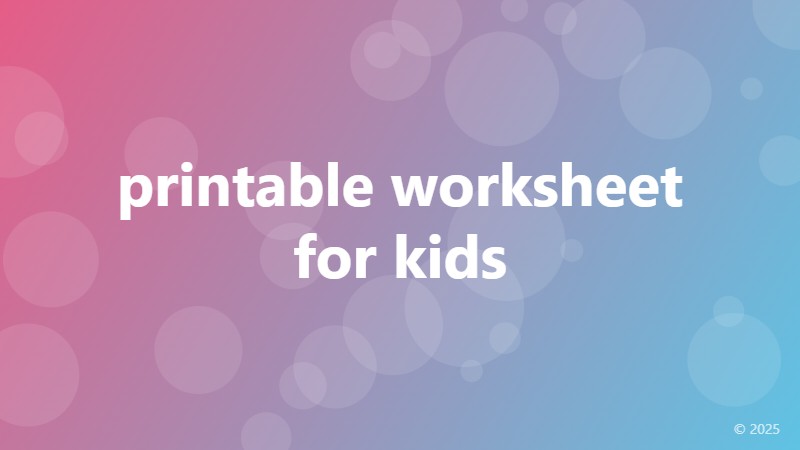 printable worksheet for kids