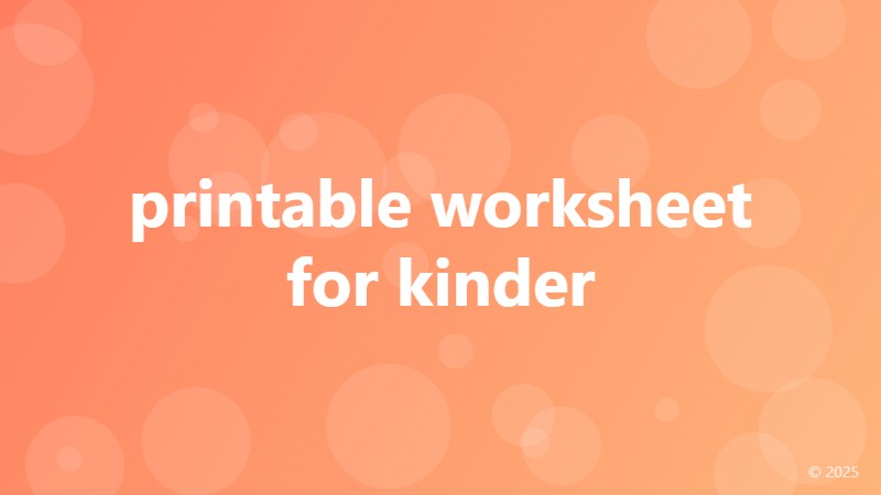 printable worksheet for kinder