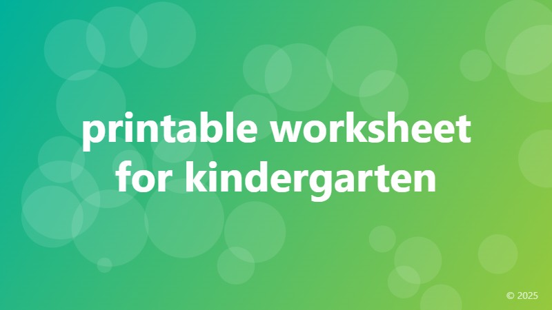 printable worksheet for kindergarten