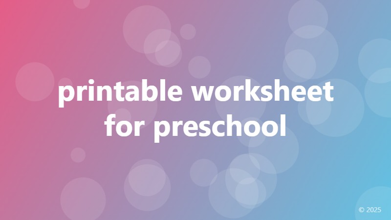 printable worksheet for preschool