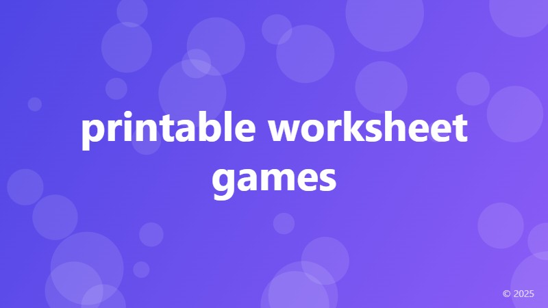 printable worksheet games
