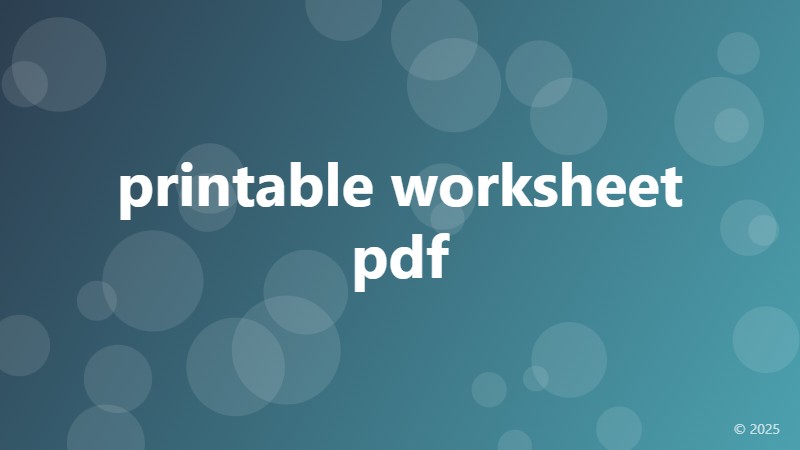 printable worksheet pdf