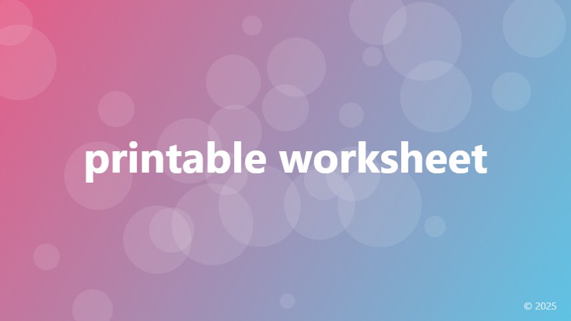 printable worksheet