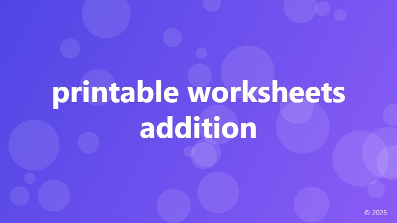printable worksheets addition