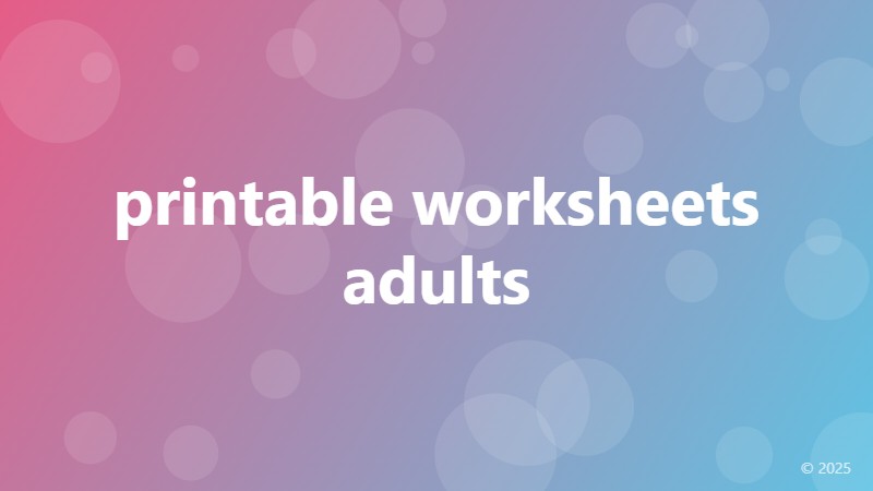 printable worksheets adults