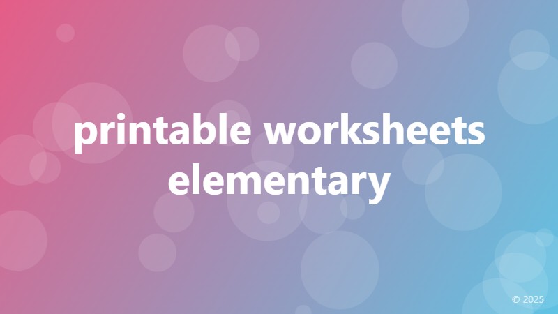 printable worksheets elementary