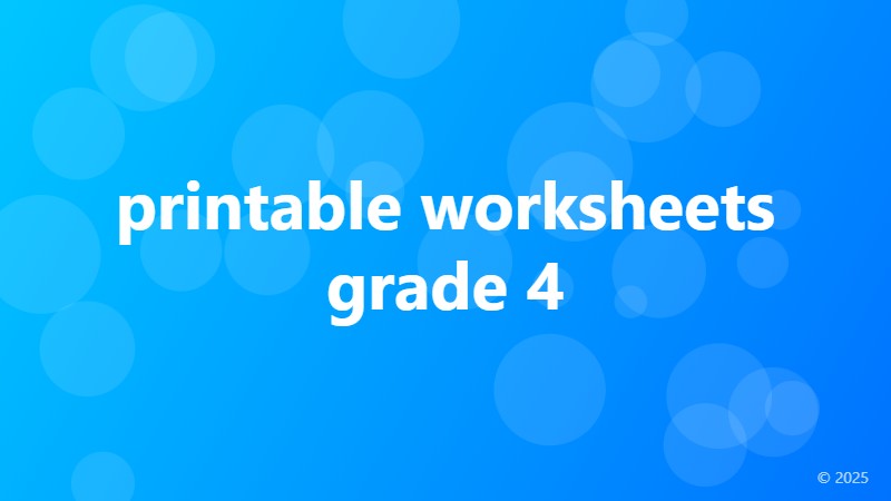 printable worksheets grade 4