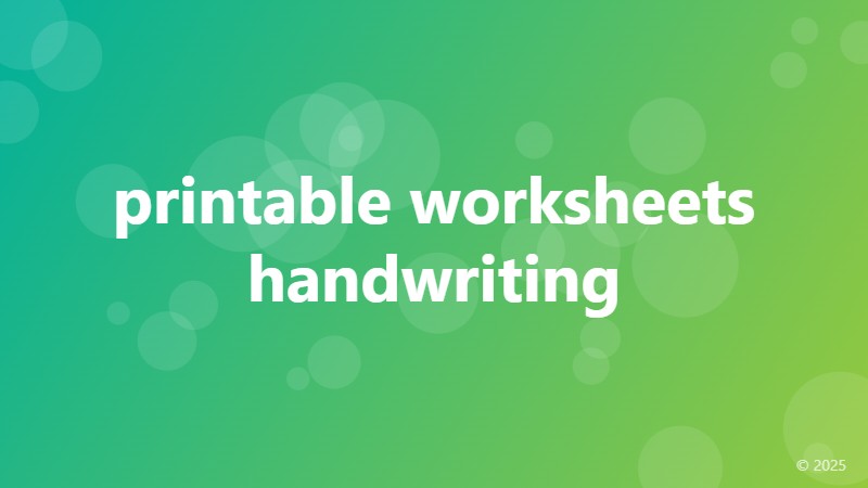 printable worksheets handwriting