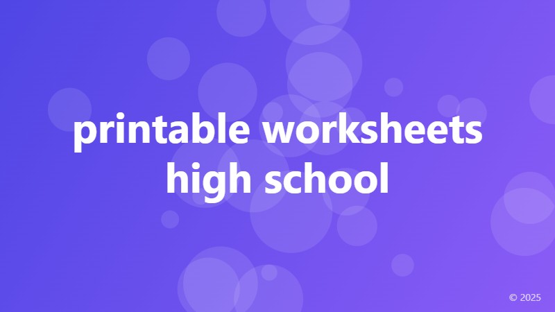 printable worksheets high school